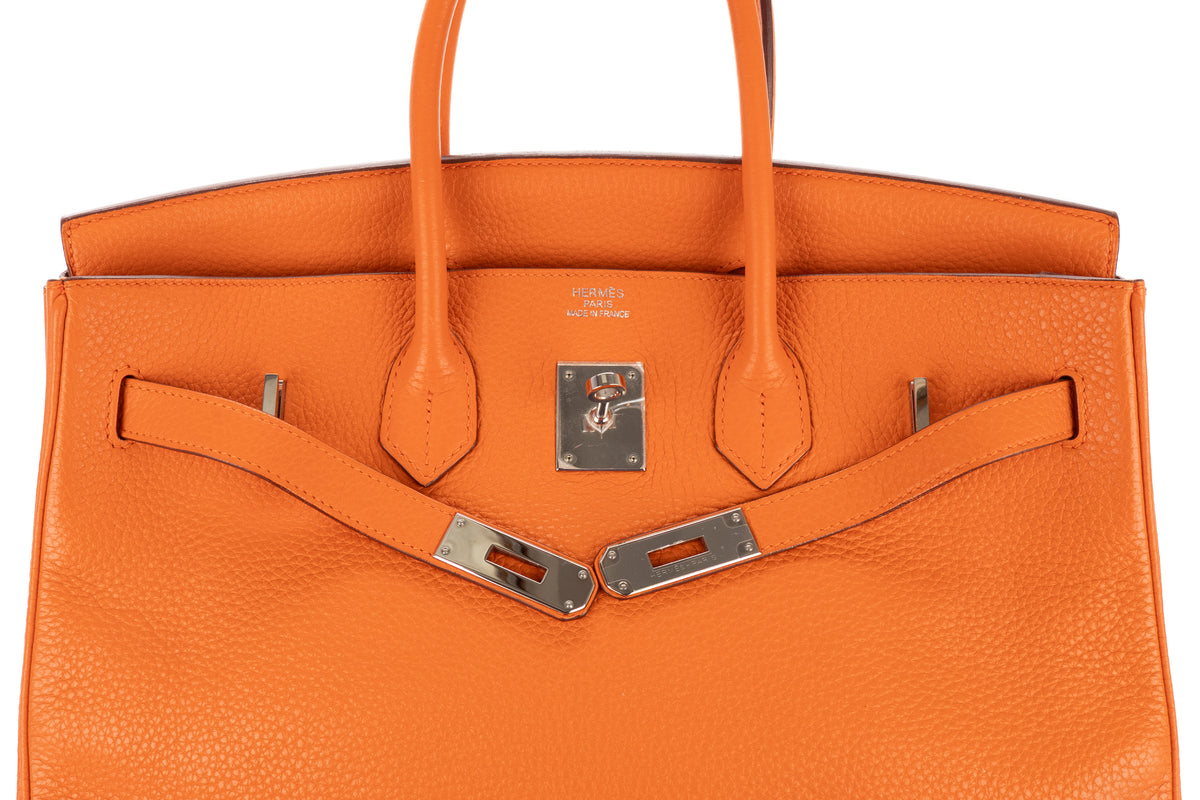 Hermès Birkin 35 Orange H Clemence Palladium Hardware - view 13