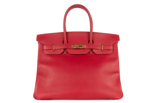 Hermès Birkin 35 Rouge Vif Courchevel Gold Hardware - view 1