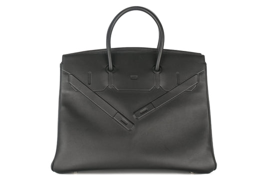 Hermès Birkin 35 Shadow Noir / Black Swift Palladium Hardware - view 1