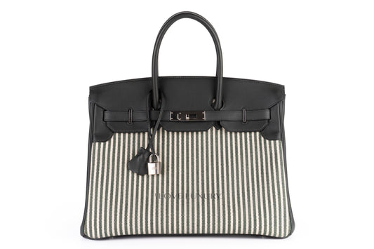 Hermès Birkin 35 Vert Anglais Swift & Canvas Palladium Hardware - view 1