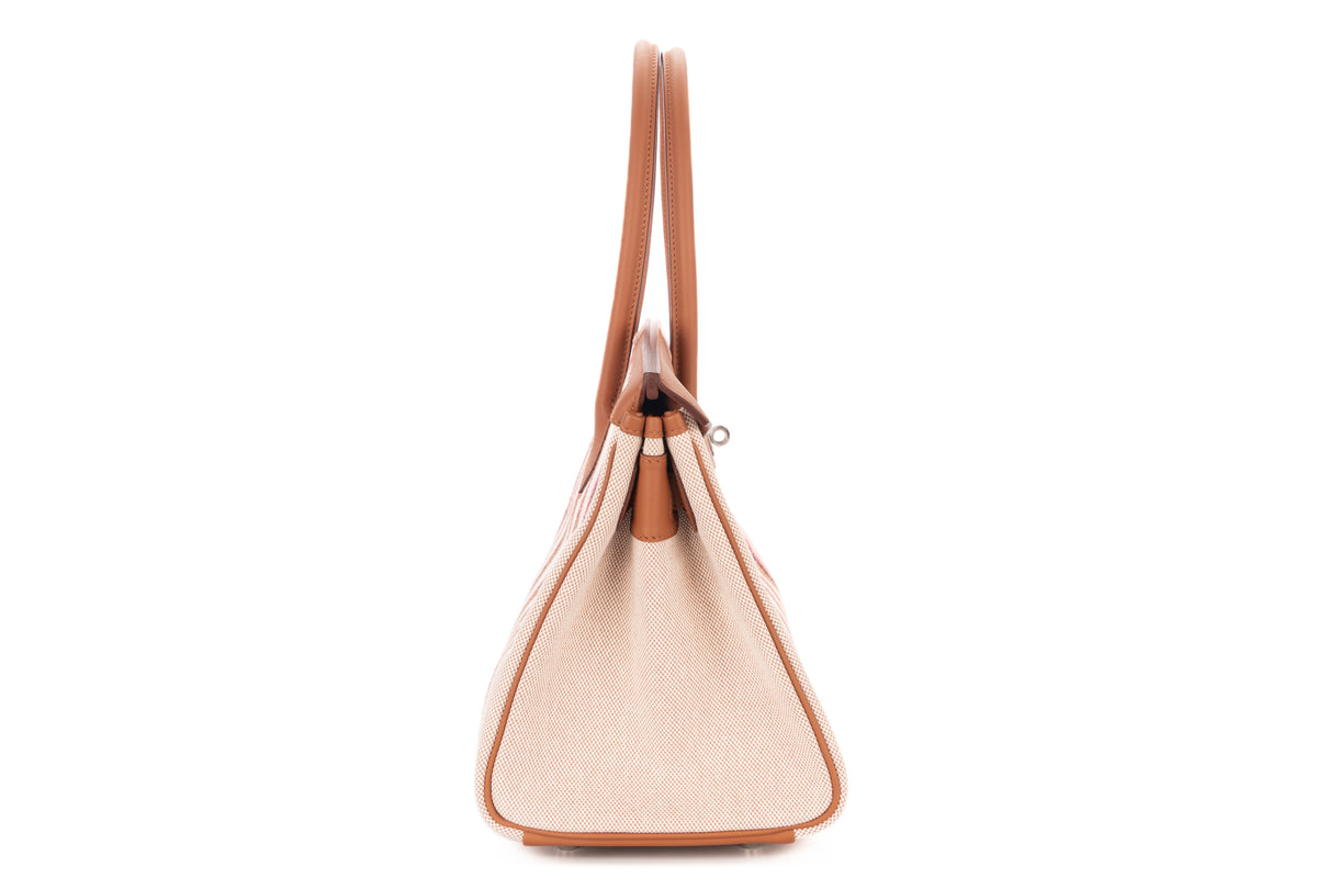 Hermès Shoulder Birkin 39 Broderie Rayures Gold Multicolor Swift & Toile H Palladium Hardware - view 5
