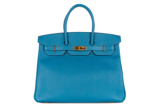 Hermès Birkin 35 Bleu Izmir Epsom Retourne Gold Hardware - view 1