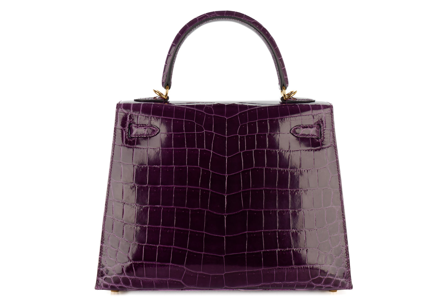 Hermès Kelly 25 – Amethyst Crocodile with Gold Hardware