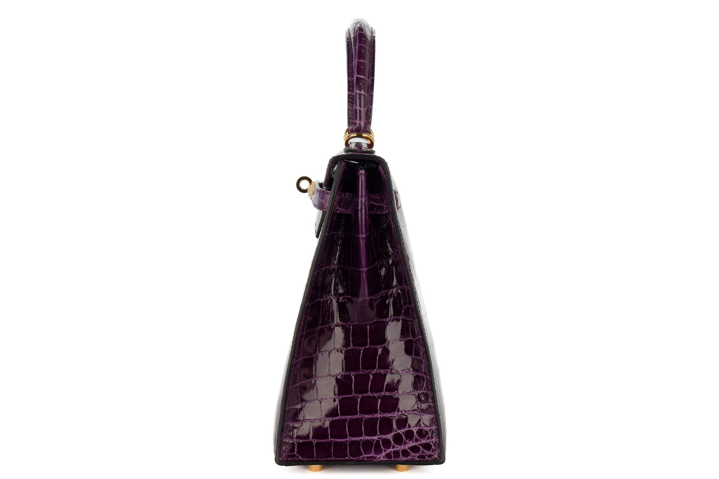 Hermès Kelly 25 – Amethyst Crocodile with Gold Hardware