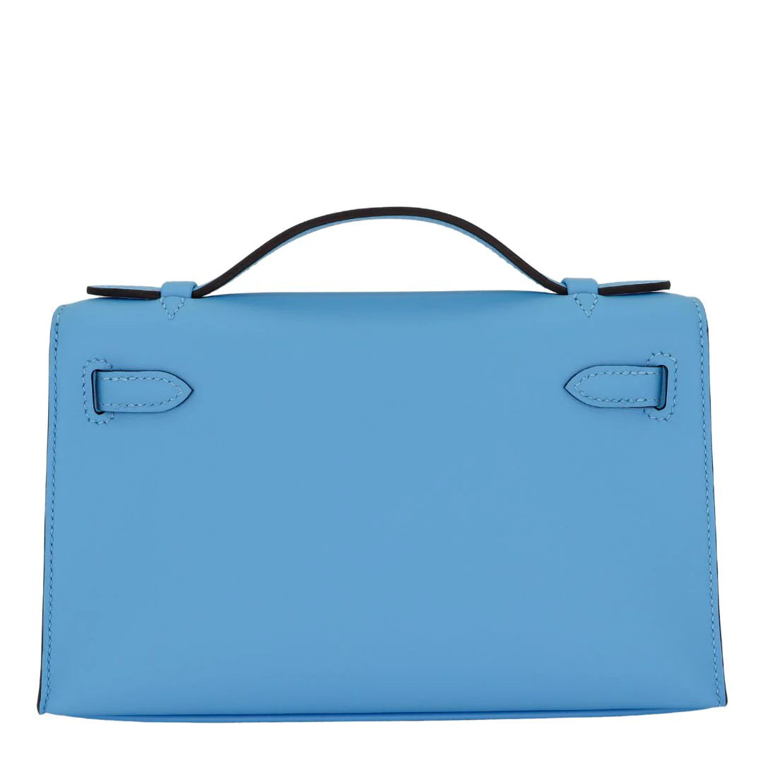 Hermès Kelly Pochette – Bleu Celeste Swift Leather with Gold Hardware - Zeuskicks