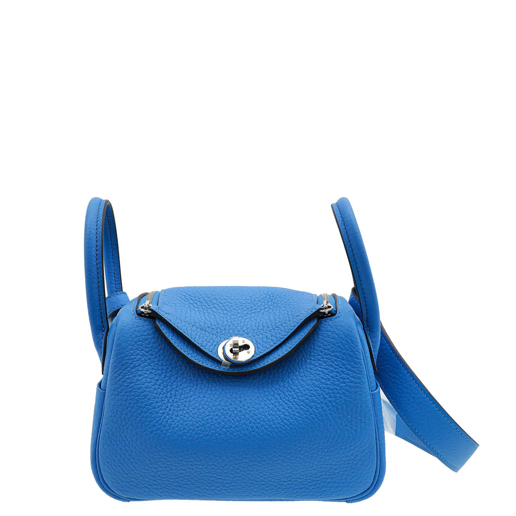 Hermès Mini Lindy – Bleu Hydra Clemence Leather with Palladium Hardware - Zeuskicks