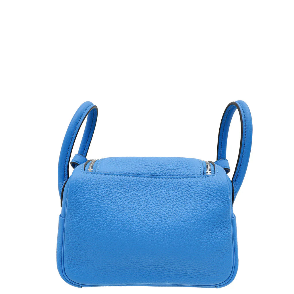 Hermès Mini Lindy – Bleu Hydra Clemence Leather with Palladium Hardware - Zeuskicks