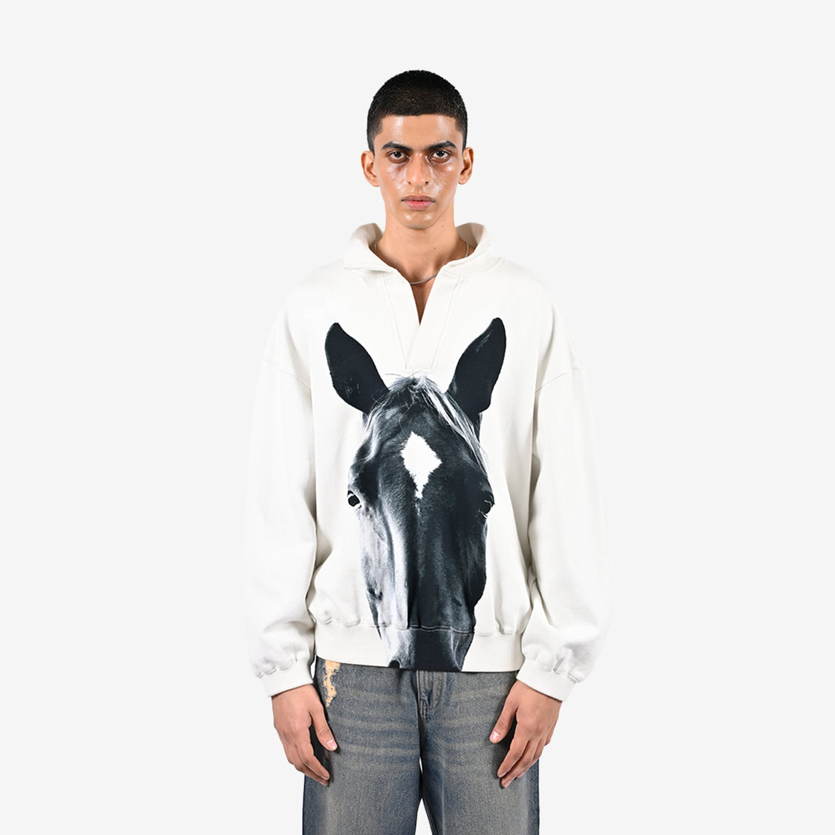 Horse printed sweatshirt - White by HUEMN