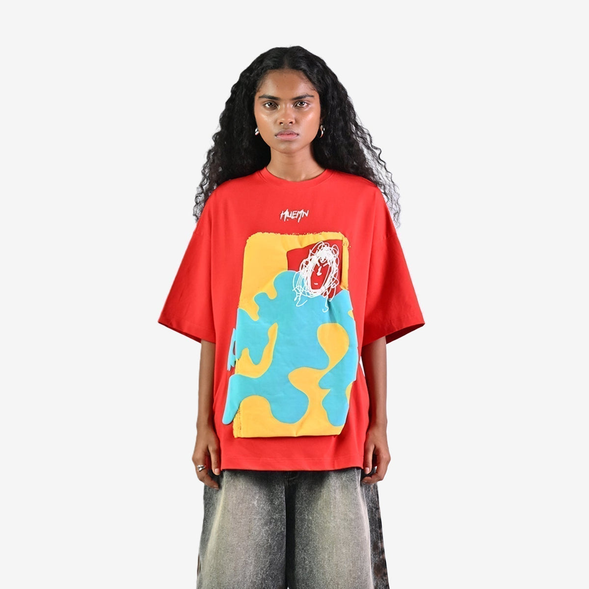 Doodle man t-shirt - Red by HUEMN