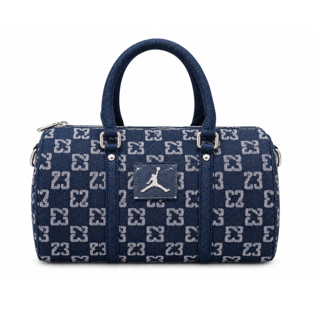 JORDAN MONOGRAM DENIM MINI DUFFLE BAG BLUE by JORDAN BAGS
