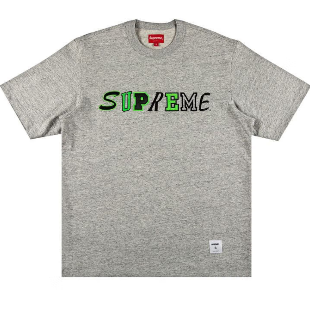 SUPREME COLLAGE LOGO TEE	HEATHER GREY by SUPREME