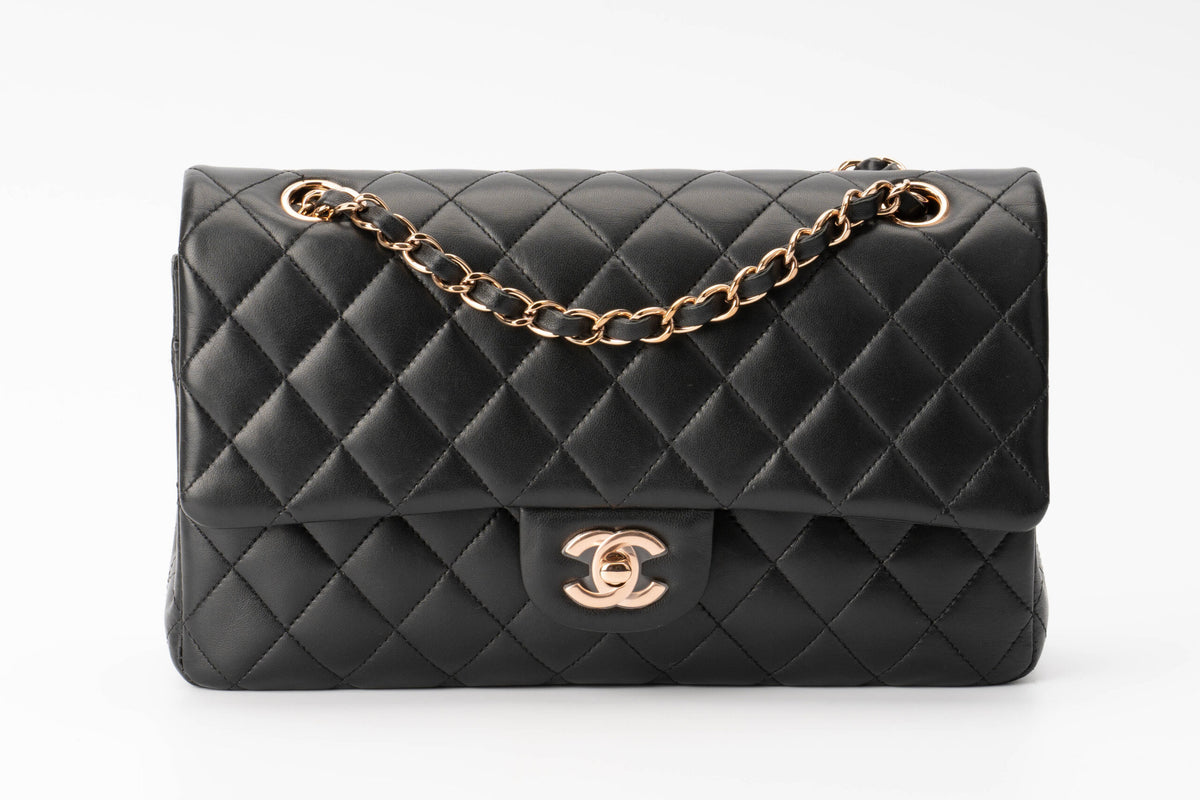 Chanel Medium Classic Flap Black Lambskin Rose Gold Hardware - view 1