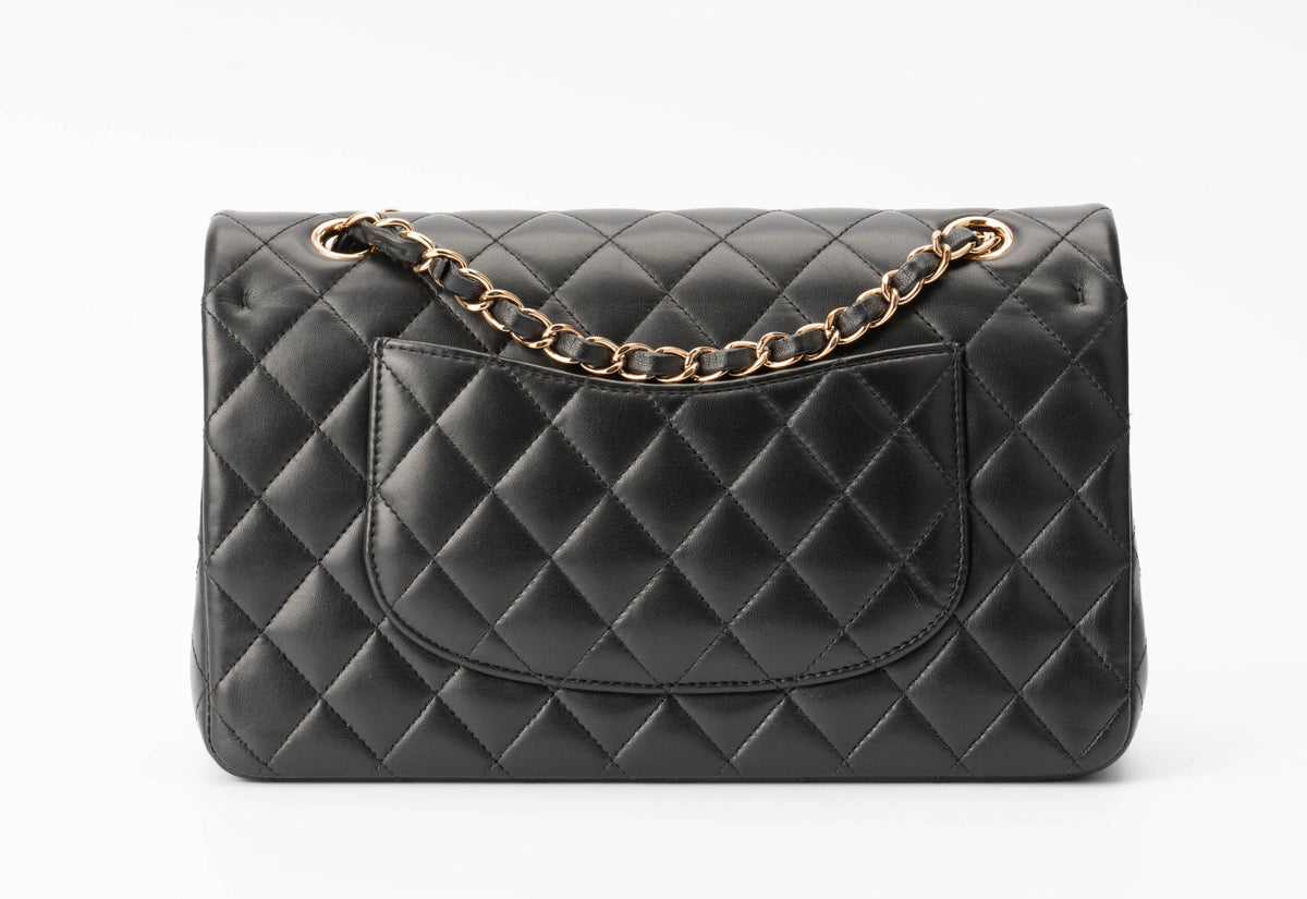 Chanel Medium Classic Flap Black Lambskin Rose Gold Hardware - view 3