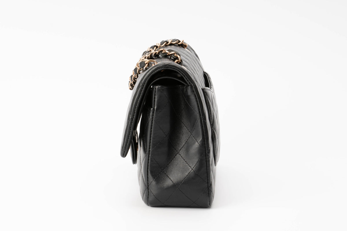Chanel Medium Classic Flap Black Lambskin Rose Gold Hardware - view 4