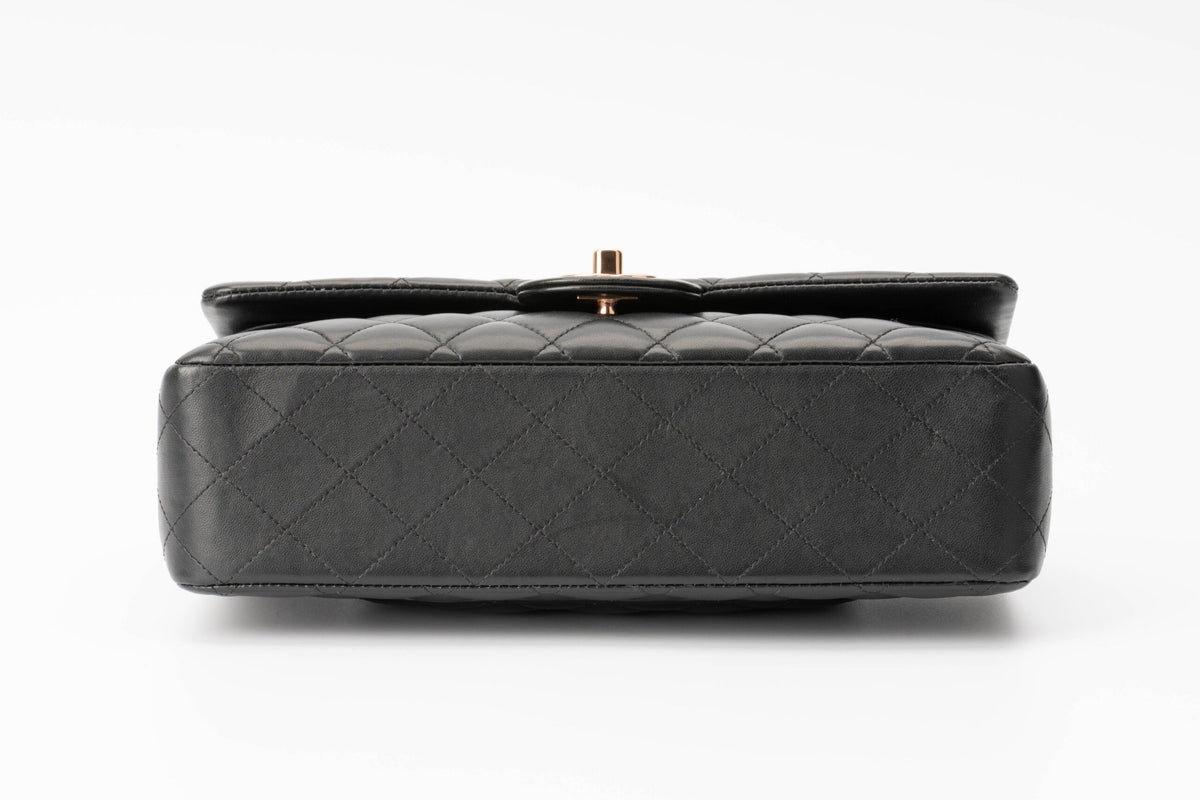 Chanel Medium Classic Flap Black Lambskin Rose Gold Hardware - view 5