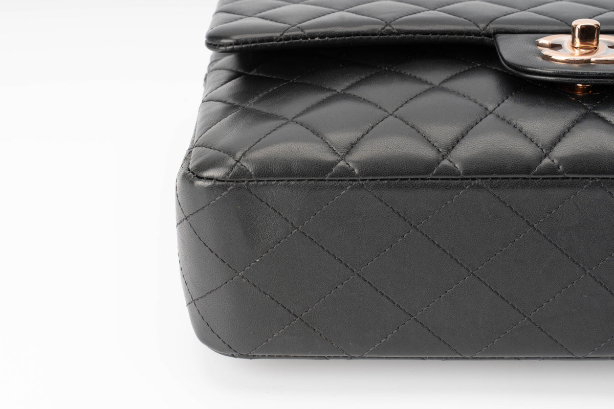 Chanel Medium Classic Flap Black Lambskin Rose Gold Hardware - view 7