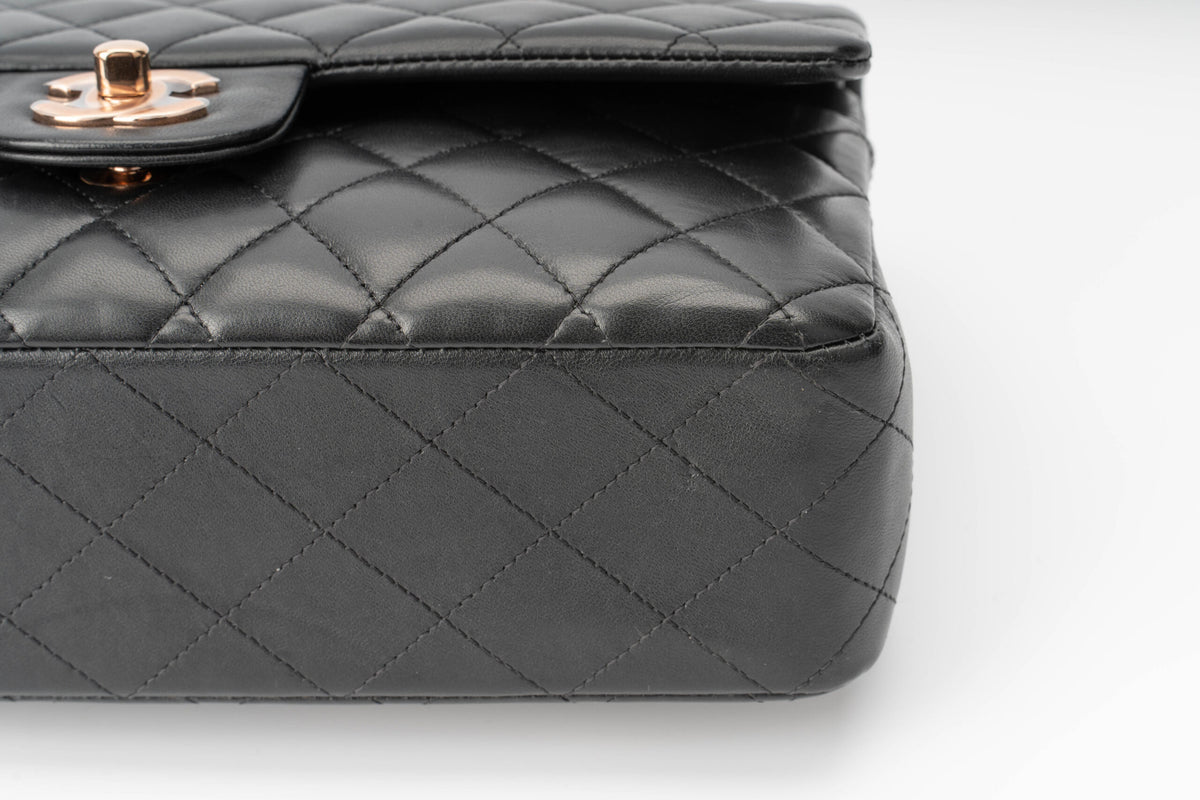 Chanel Medium Classic Flap Black Lambskin Rose Gold Hardware - view 8