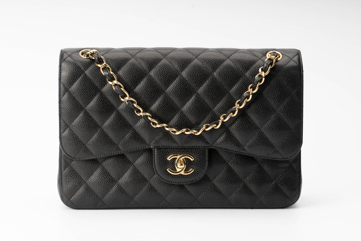 Chanel Jumbo Classic Flap Black Caviar Gold Hardware - view 1