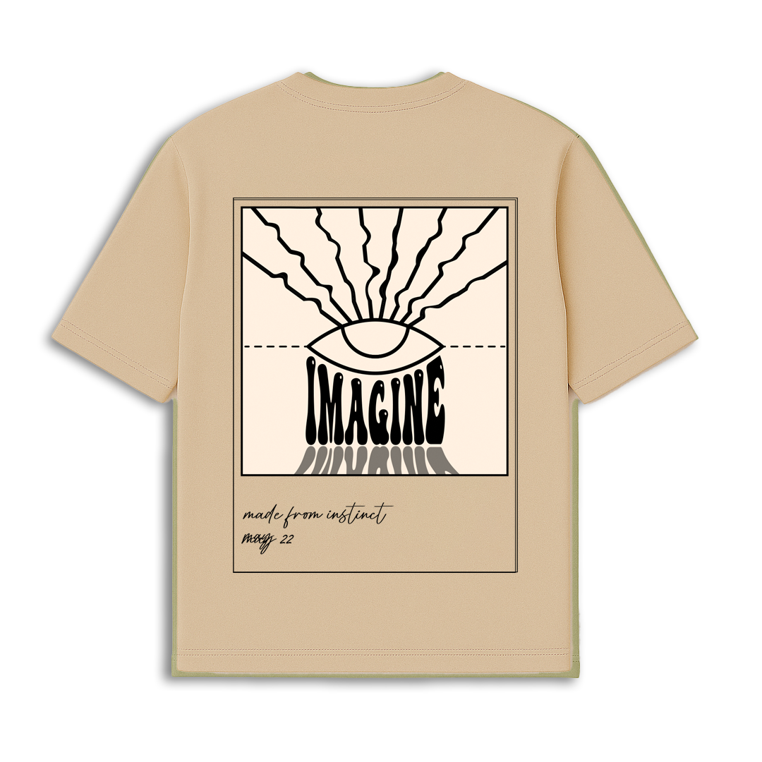 Inverted Polaroid Oversized T-shirt - (Beige) by Instinct First