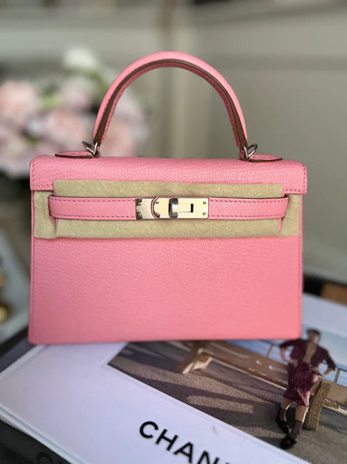 Hermès Mini Kelly – Pink Rose Confetti Chevre Leather with Palladium Hardware - Zeuskicks