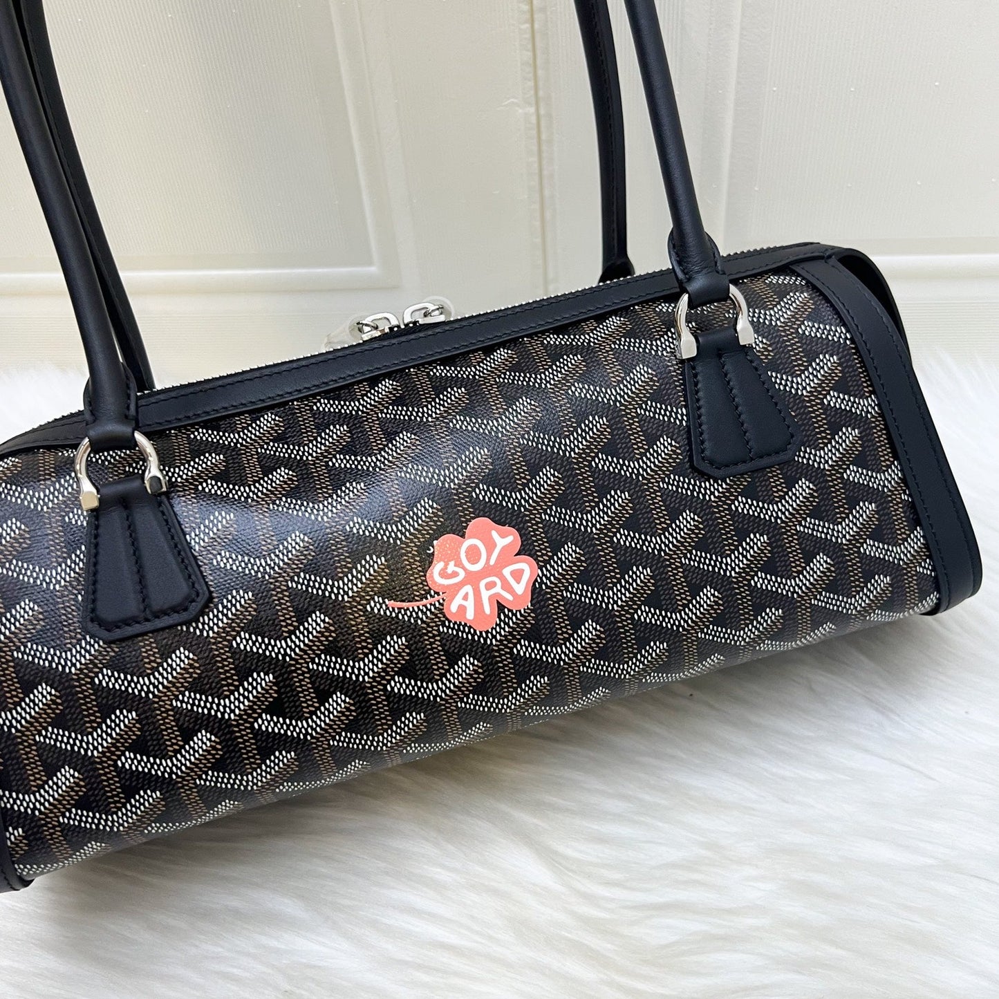 Goyard Bonbonniere East West Bag – Black Goyardine Canvas with Clover Hand Painted Stamp