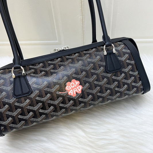 Goyard Bonbonniere East West Bag – Black Goyardine Canvas with Clover Hand Painted Stamp - Zeuskicks