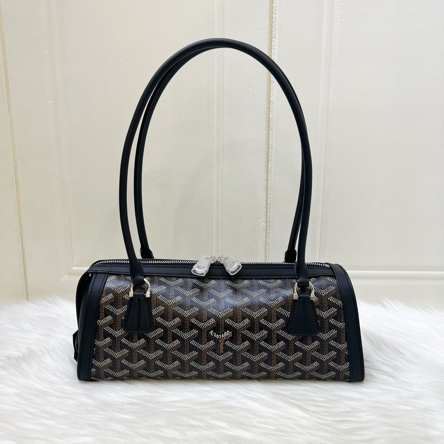 Goyard Bonbonniere East West Bag – Black Goyardine Canvas with Clover Hand Painted Stamp