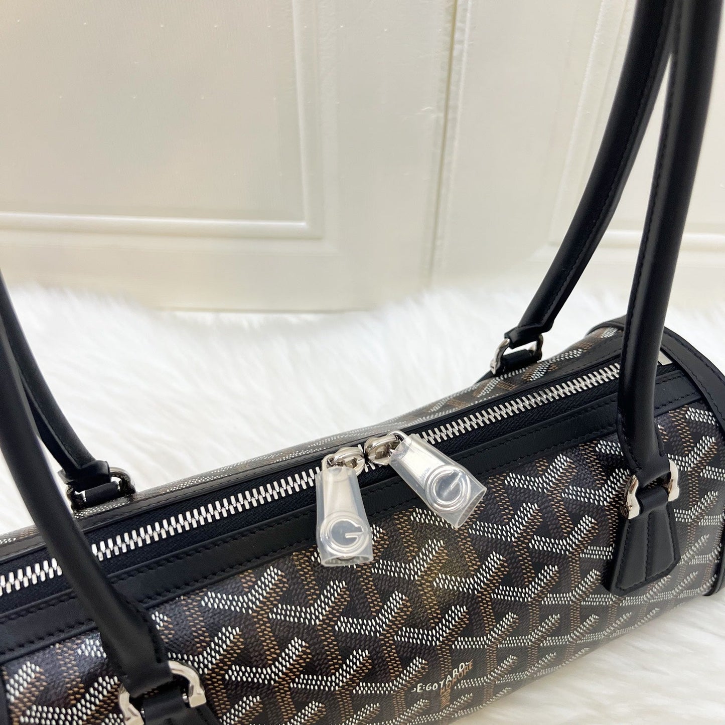 Goyard Bonbonniere East West Bag – Black Goyardine Canvas with Clover Hand Painted Stamp
