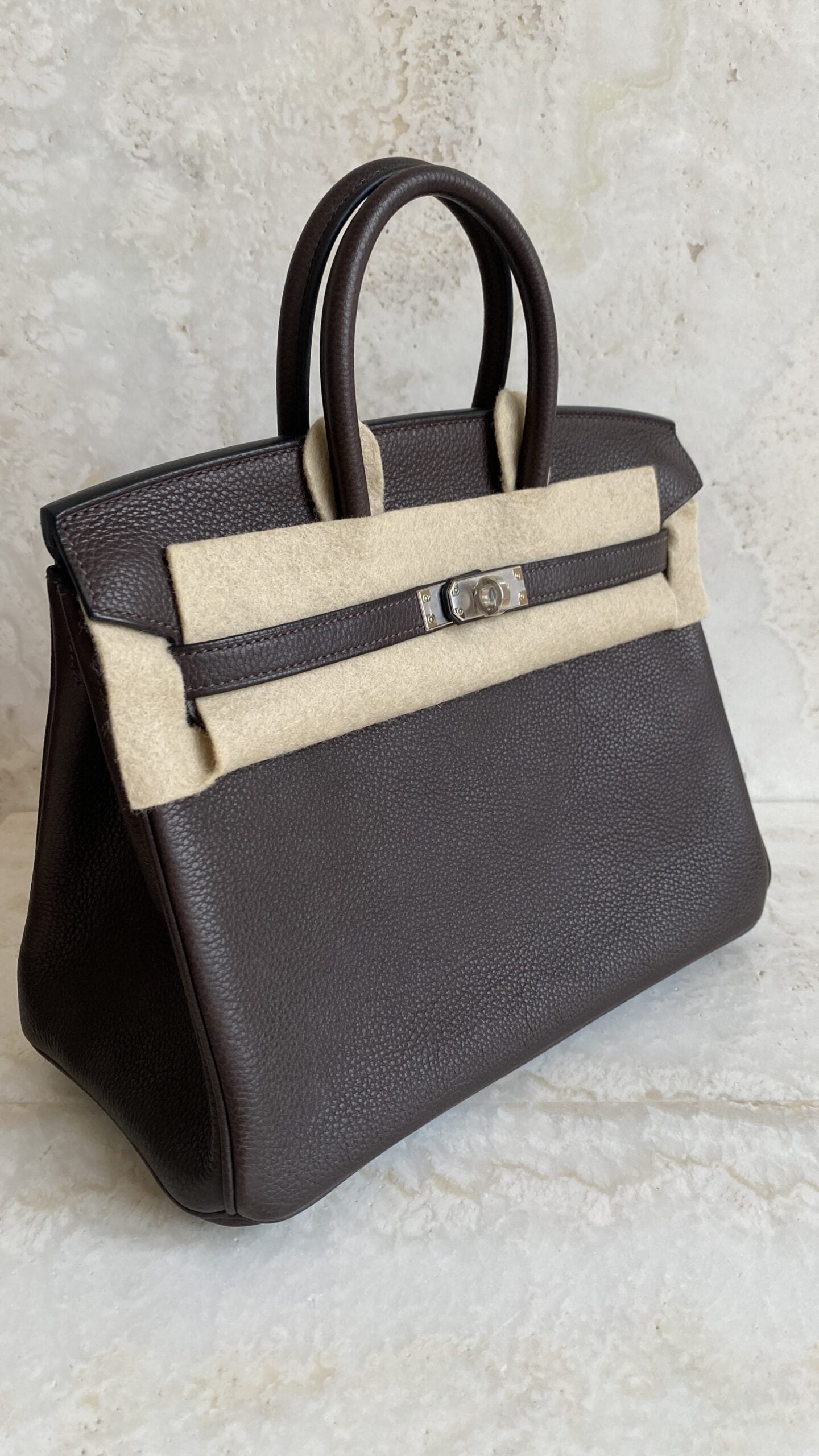Hermès Birkin 25 Ebene Barenia Faubourg – Silver Hardware