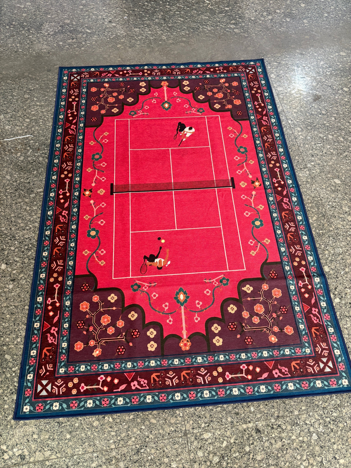 Pink tennis Traditional Washable Rug by THE DRIP CO. RUGS