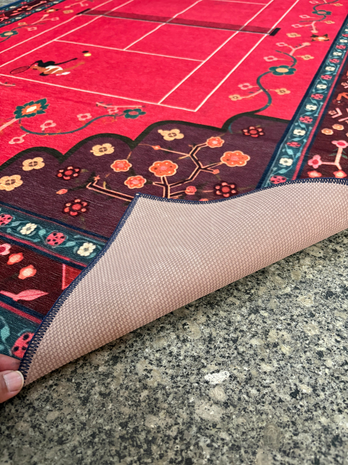 Pink tennis Traditional Washable Rug by THE DRIP CO. RUGS