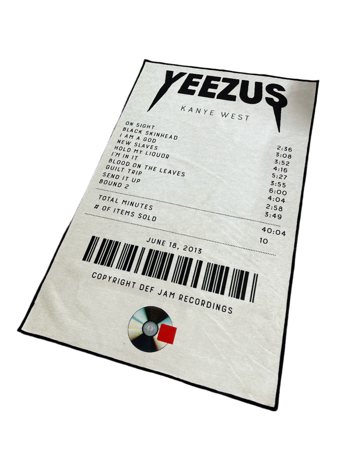 Yeezus Kanye West Receipt Printed Custom Rug by THE DRIP CO. RUGS