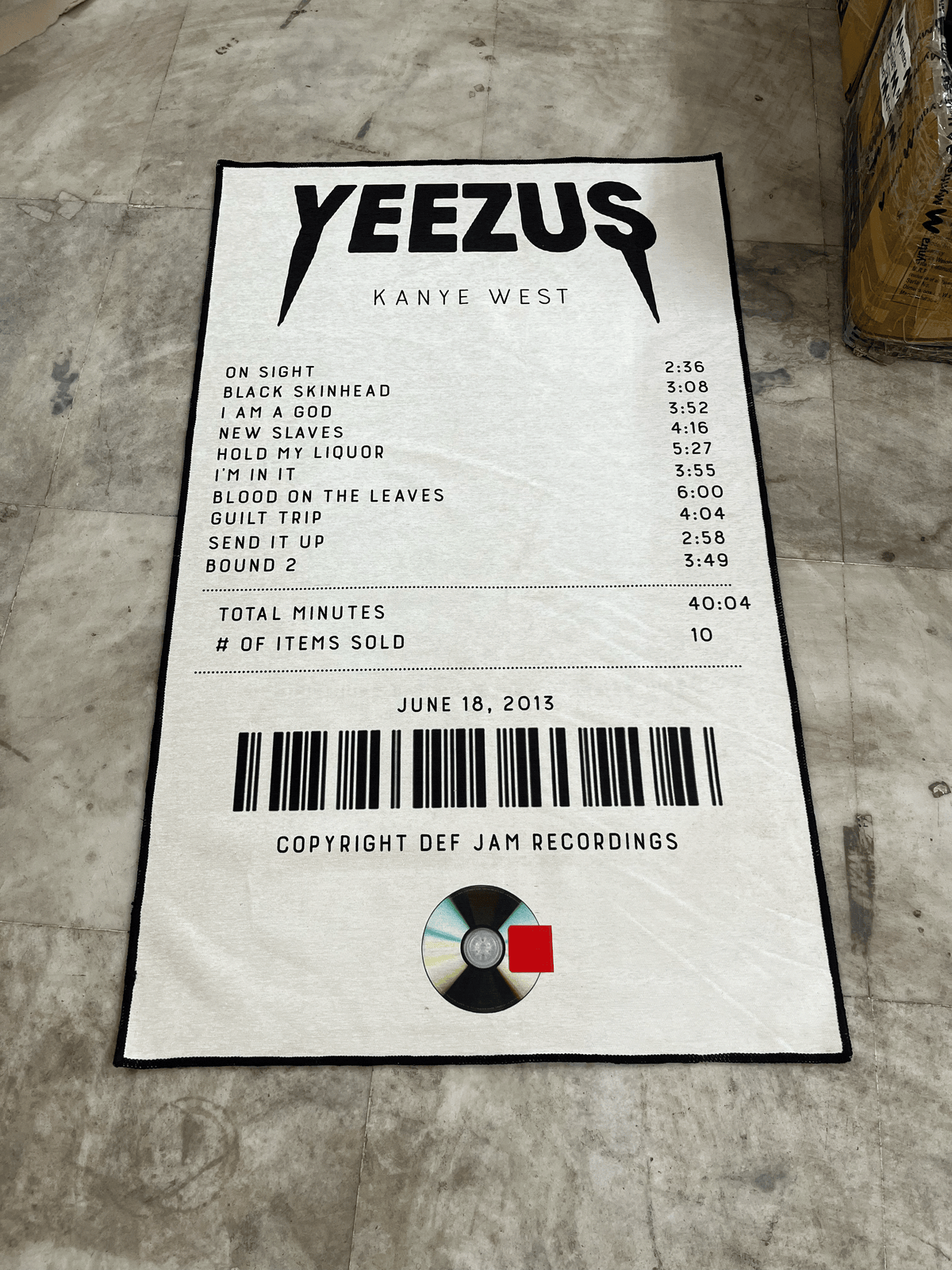 Yeezus Kanye West Receipt Printed Custom Rug by THE DRIP CO. RUGS
