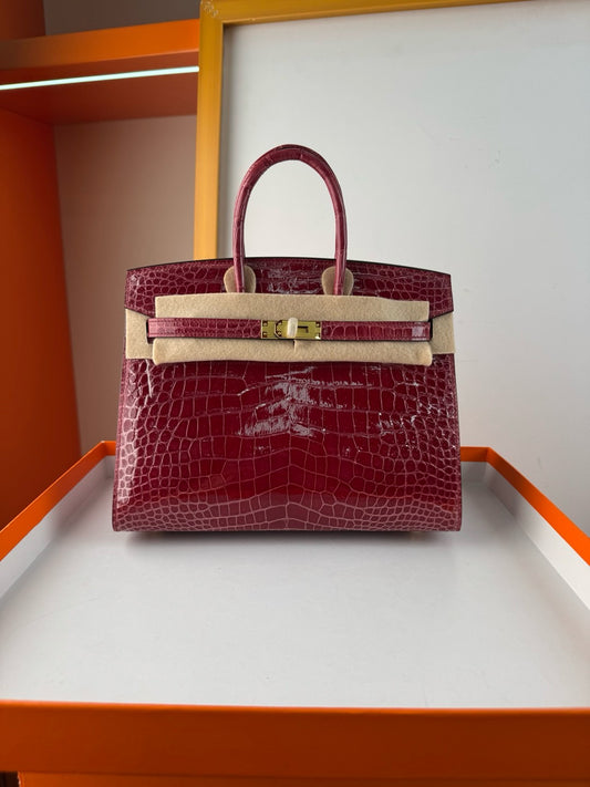 Hermès Sellier Birkin 25 – Bordeaux Shiny Niloticus Crocodile with Gold Hardware - Zeuskicks