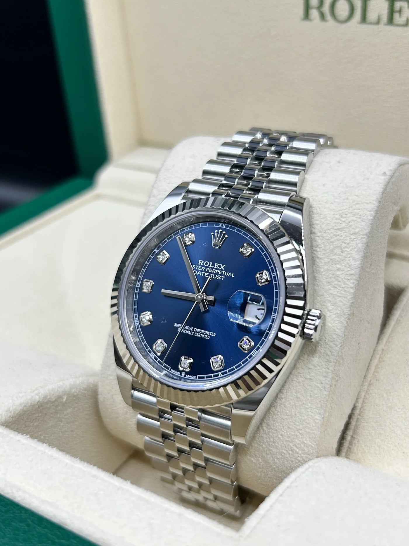 Men’s Rolex Datejust 36 126334 Blue Diamond Dial Jubilee Steel Watch