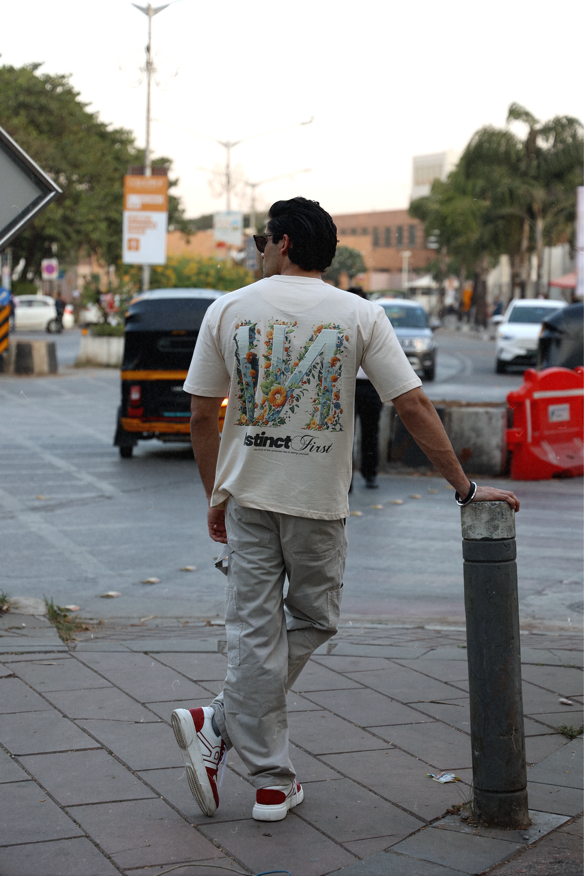 IN Floral Oversized T-shirt- (Off-White) by Instinct First