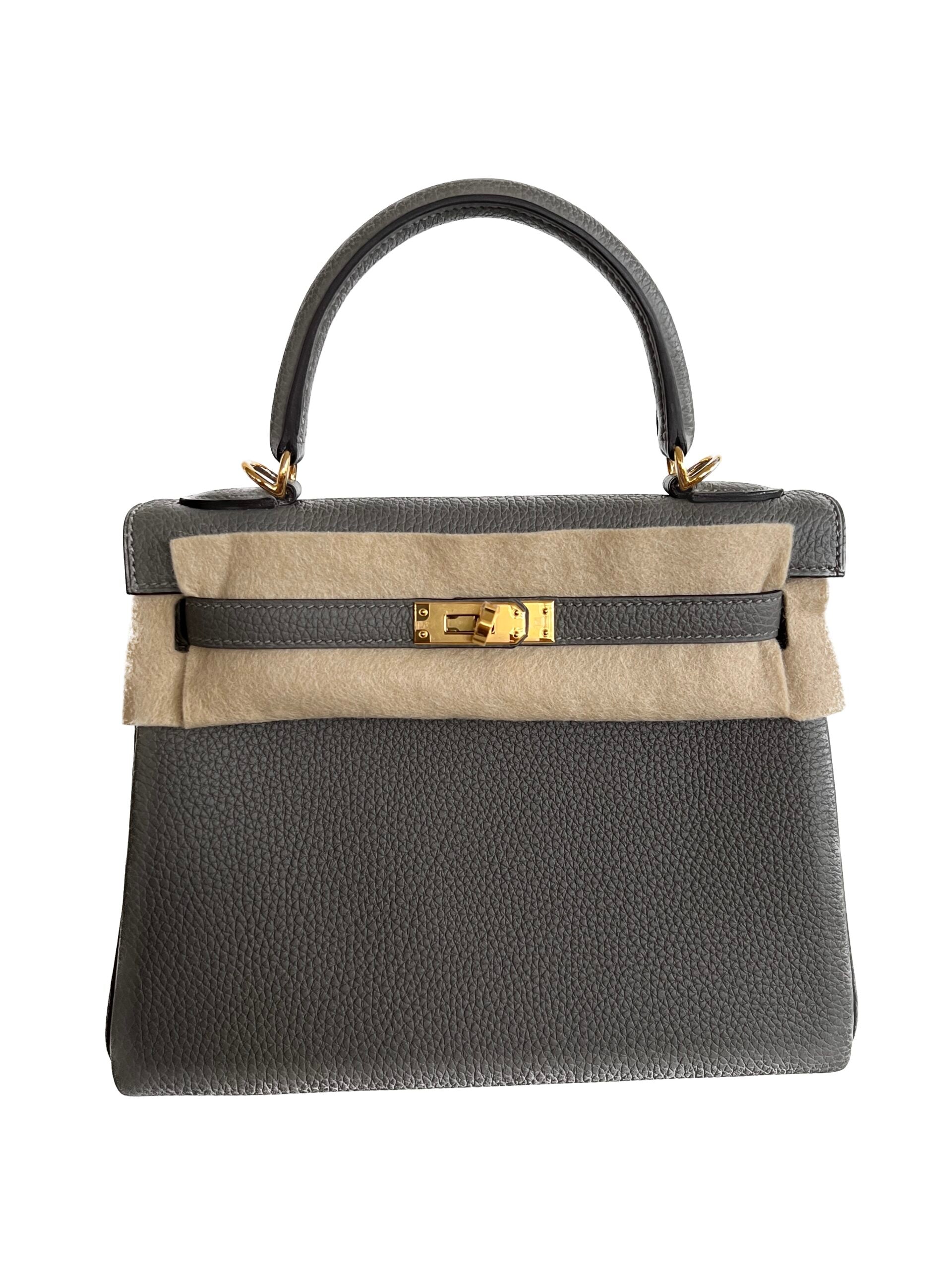 Hermès Kelly 25 – Gris Meyer Togo Leather with Gold Hardware - Zeuskicks