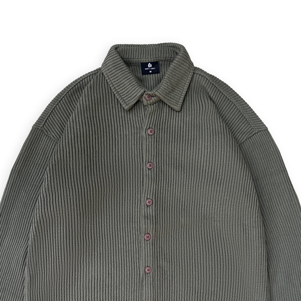 SWEATER KNIT FABRIC SHIRT(OLIVE) by GREY AREA