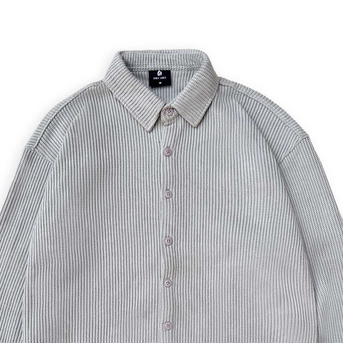 SWEATER KNIT FABRIC SHIRT(LIGHT GREY) by GREY AREA