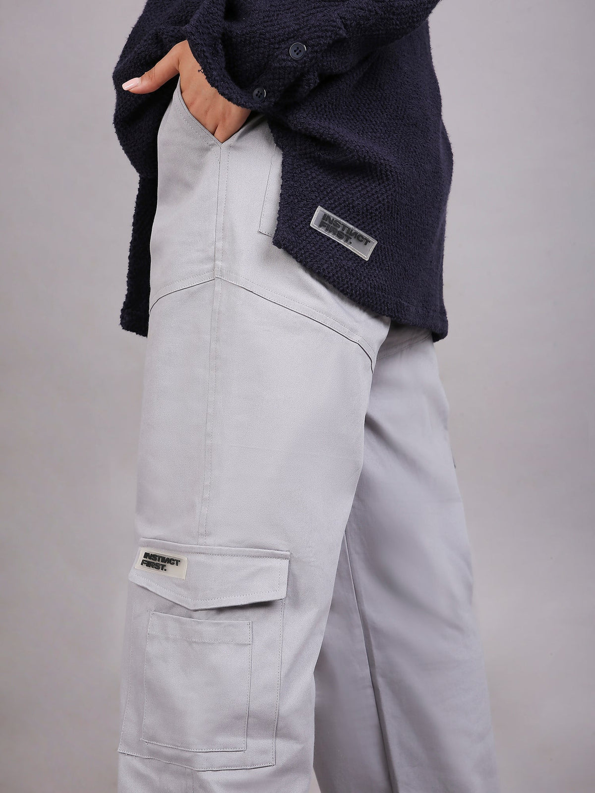 Oversized cargo pants(Grey) by Instinct First