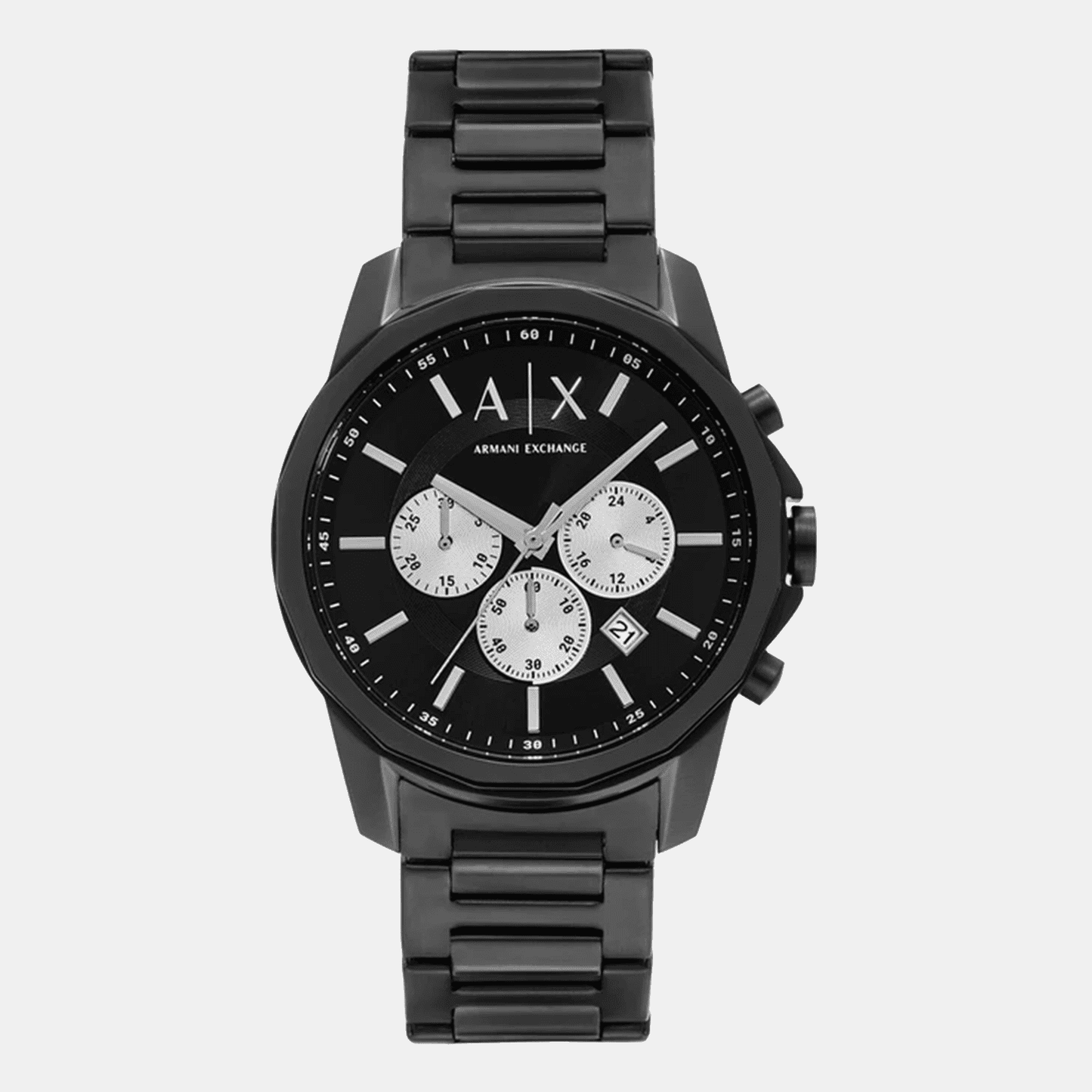 Na Men Quartz Black Dial Chronograph Stainless Steel Watch AX1765