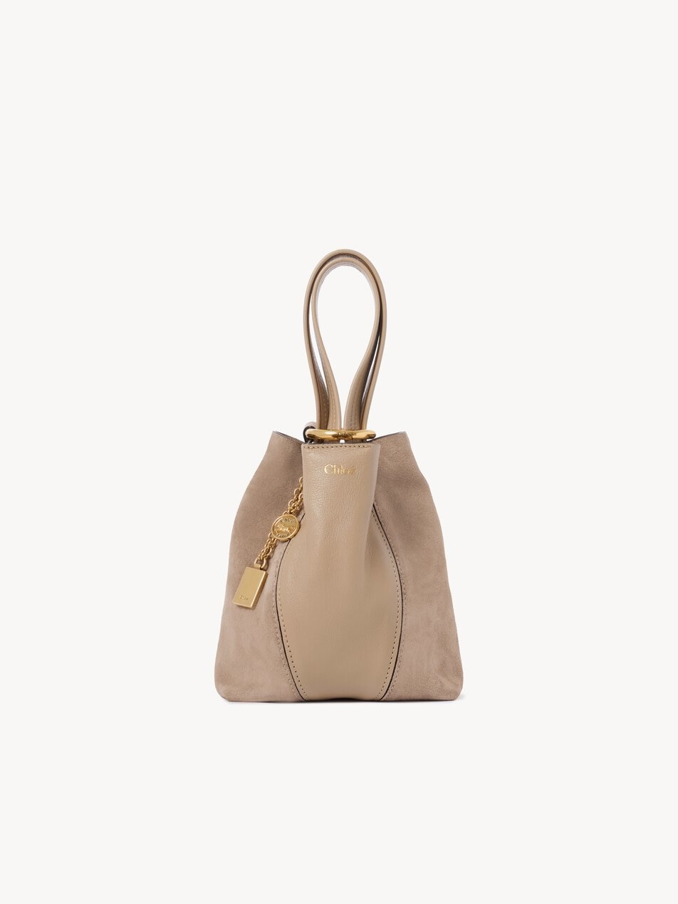 CHLOE Small Chloé Spin tote bag in grained & suede leather Boyish Brown by CHLOE