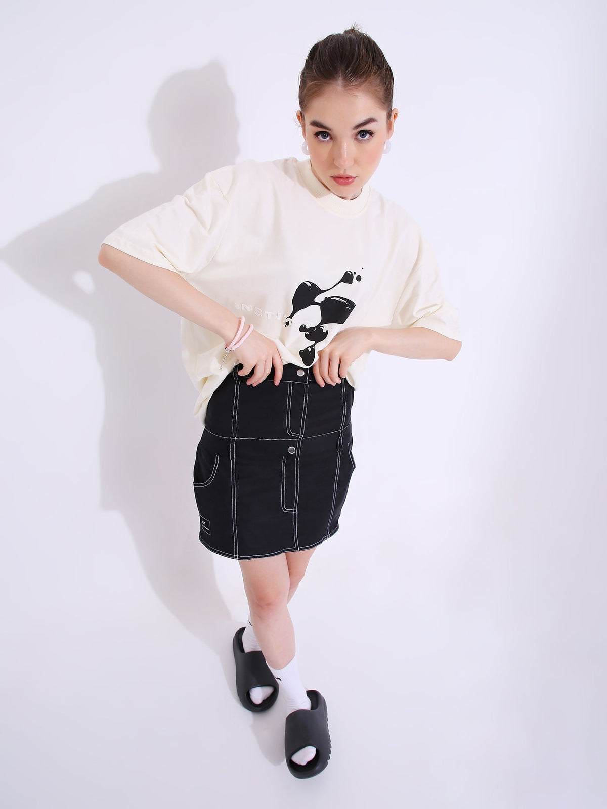 Abstract Art- Oversized T-shirt (White) by Instinct First