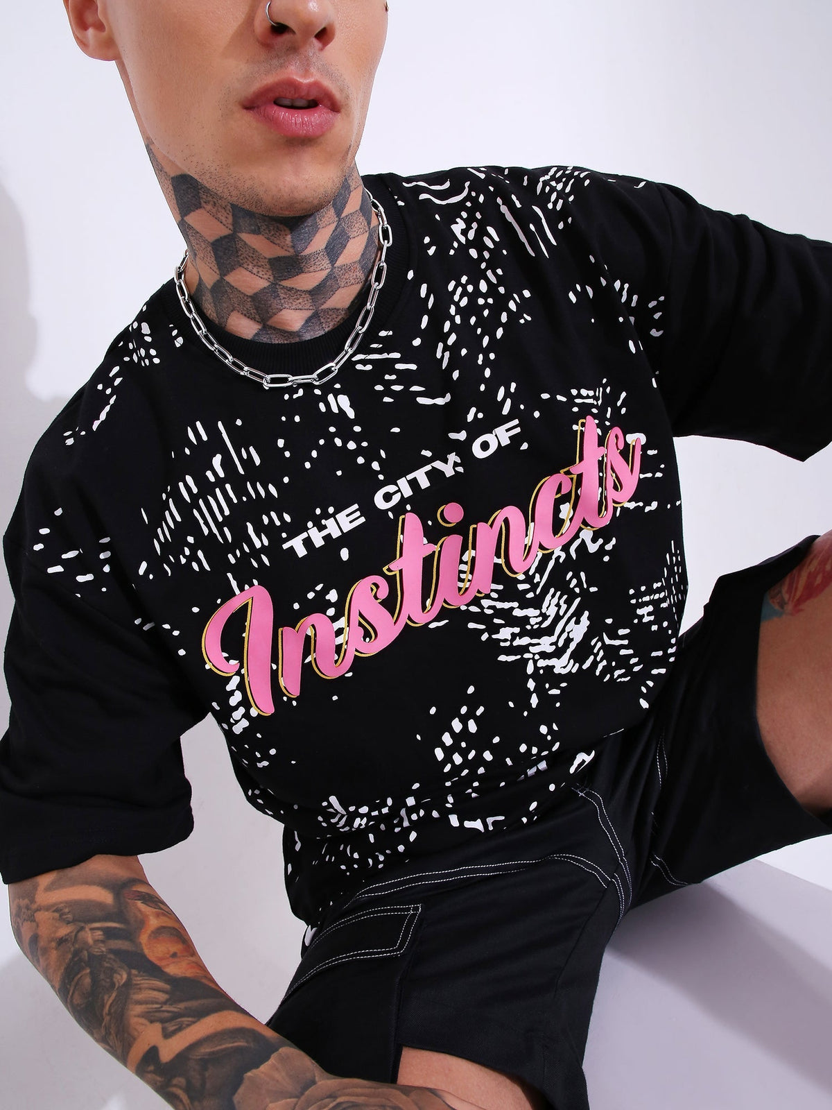 City Of Instincts - Oversized T-shirt (Black) by Instinct First
