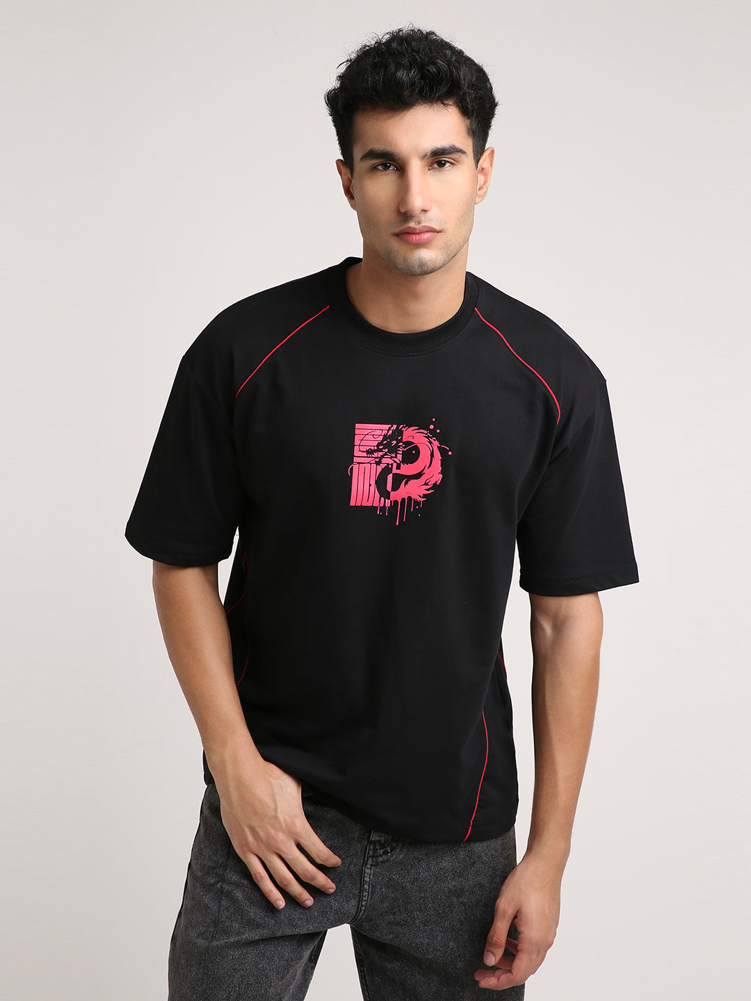 The First Dragon - Oversized T-Shirt (BlacK) by Instinct First
