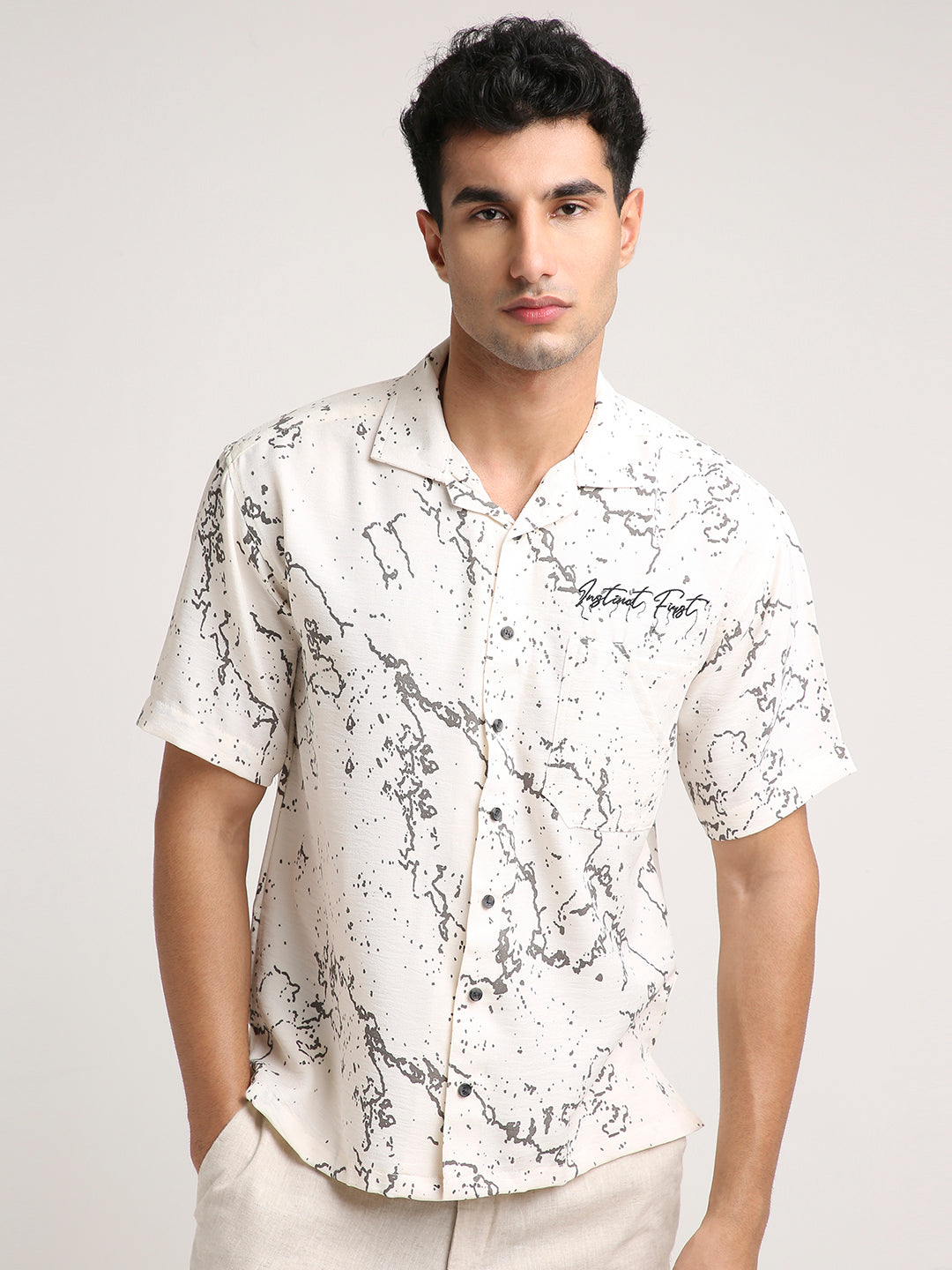 Splatter Shirt - Relaxed Fit (White) by Instinct First