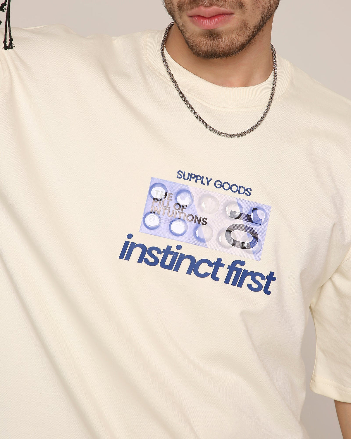 Pill- Oversized T-Shirt (Antique White) by Instinct First