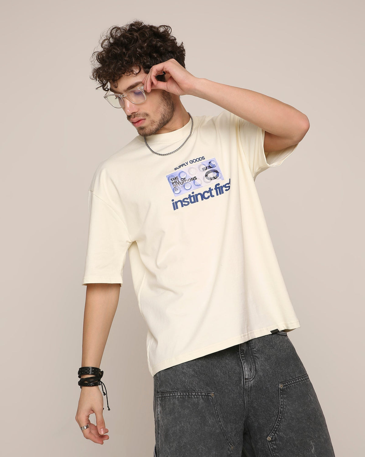 Pill- Oversized T-Shirt (Antique White) by Instinct First