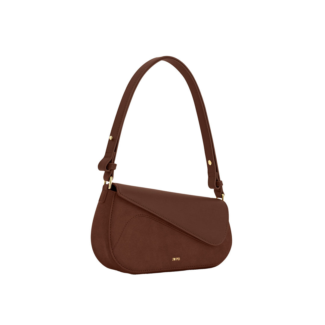 JW PEI Addisyn Faux Suede Panel Shoulder Bag - Mocha Brown by JW PEI