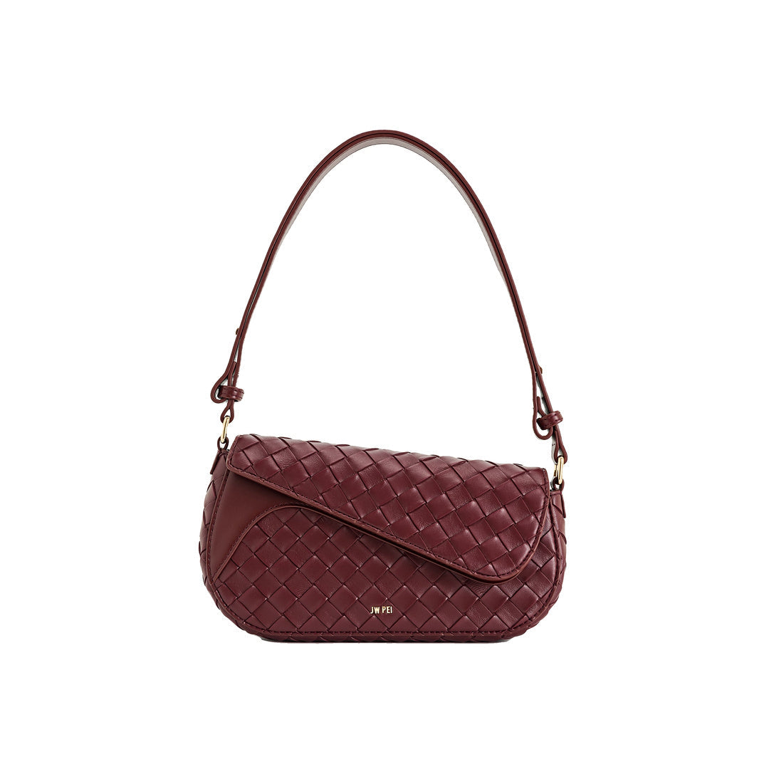 JW PEI Addisyn Weave Texture Shoulder Bag - Burgundy by JW PEI